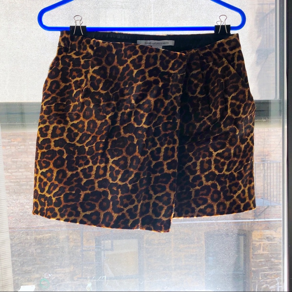 DVF leopard print mini skirt